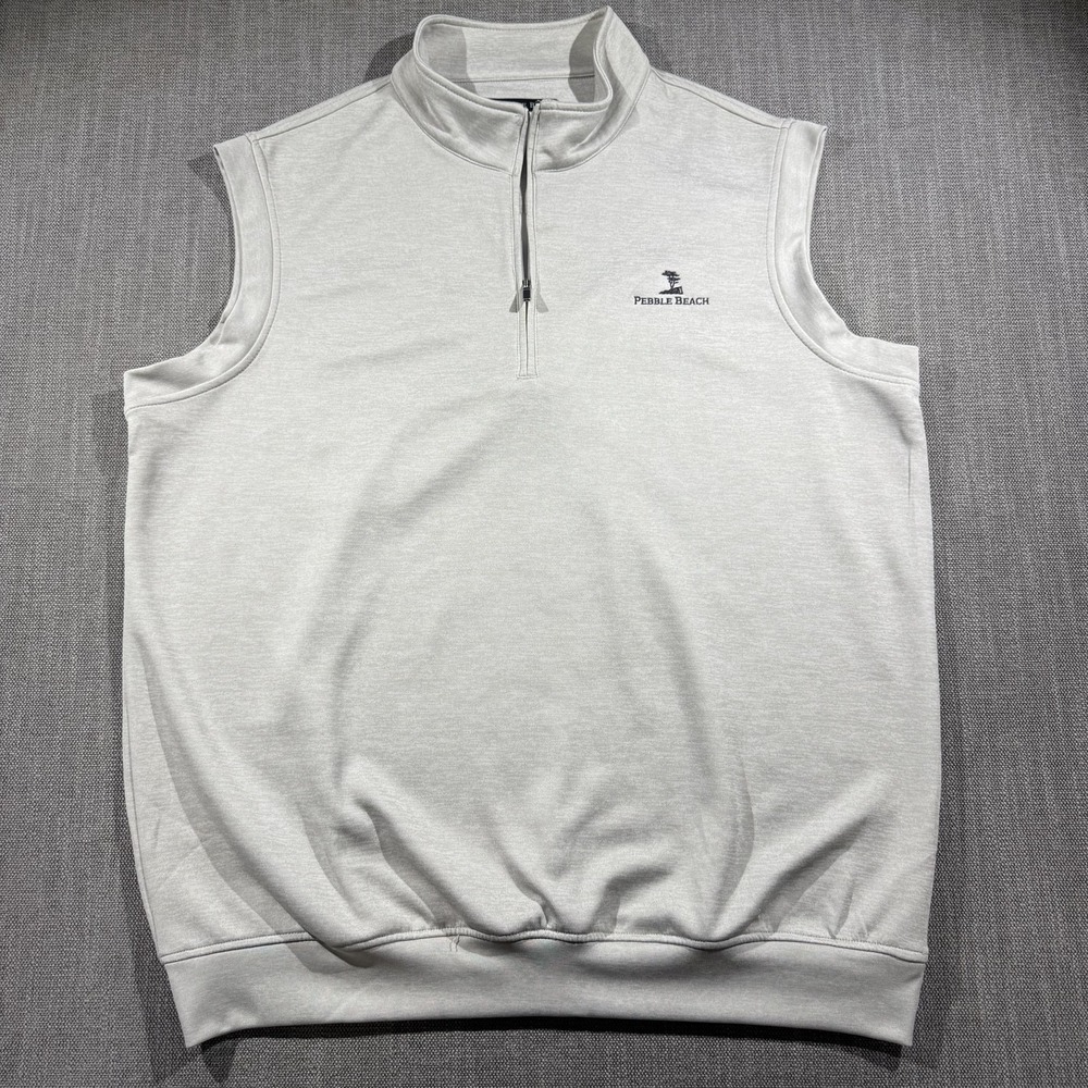 Pebble Beach Sweater Vest Mens XL Gray Performance 1/4 Zip Golf Pullover